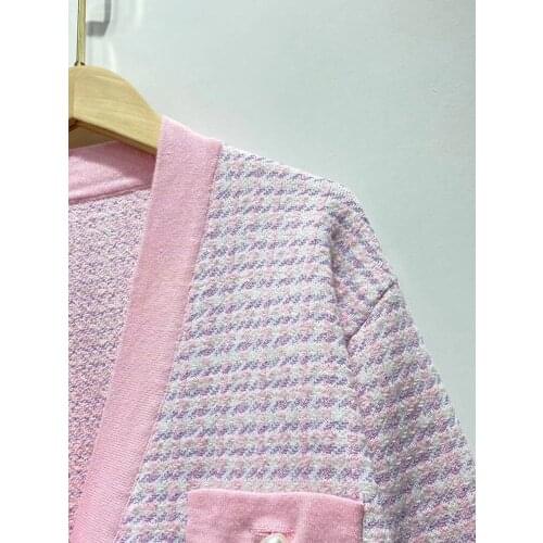 2021 Early Autumn New Style V-neck Long-sleeved Pearl Button Loose Jacket Women Cardigan