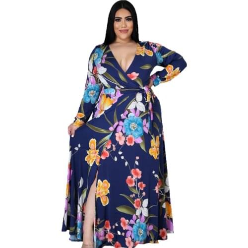 5XL 6XL Plus Size 2021 Spring Autumn Women V Neck Long Sleeve Casual Dress Female Striped Print High Waist Maxi Long Dresses
