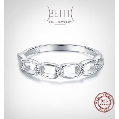 Beitil Genuine 925 Sterling Silver Dazzling Zircon Geometric Rings For Women Wedding Engagement Luxury Jewelry Gifts