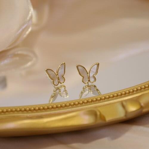 14k Real Gold Plated Fashion Jewelery Acrylic Butterfly Exquisite Cute Stud Earrings for Woman Holiday Party Elegant Earring