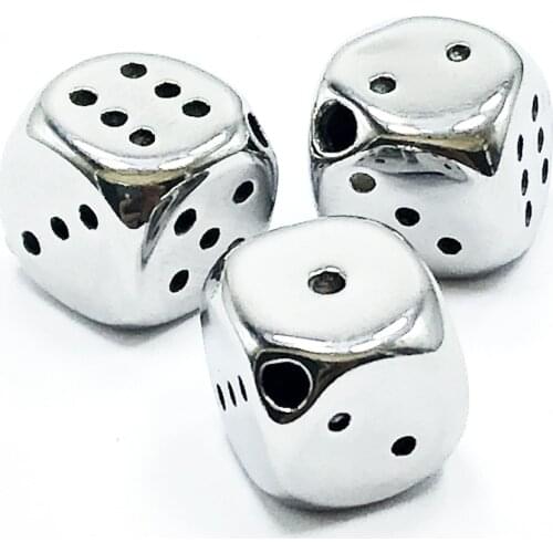 2mm Hole 316L Stainless Steel Dice Beads Square Charm Spacer Beads For Jewelry Making Bracelet DIY Jewelry Fittings