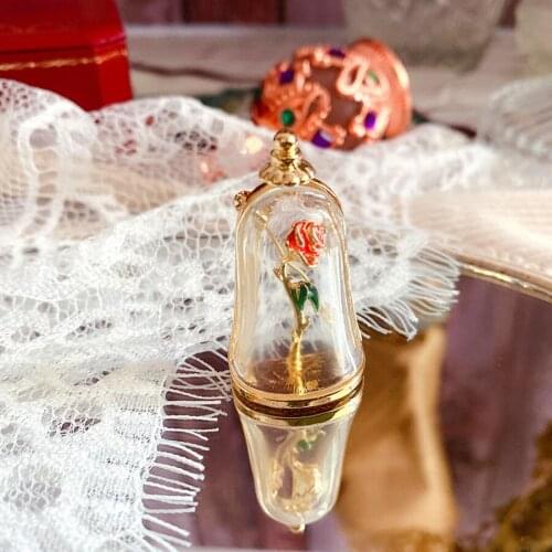 2020 Fashion Costume Jewelry New Gold Plated Cute Enamel Pin Metal Resin Magic Bottle Rose Brooch Vintage Brooches For Women