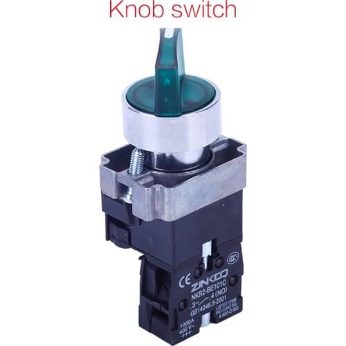 22mm Opening Metal Knob Switch With Light XB2-BK Self-locking Second Gear Third Gear 1NO Changeover Rotary Switch 24V 220V 380V