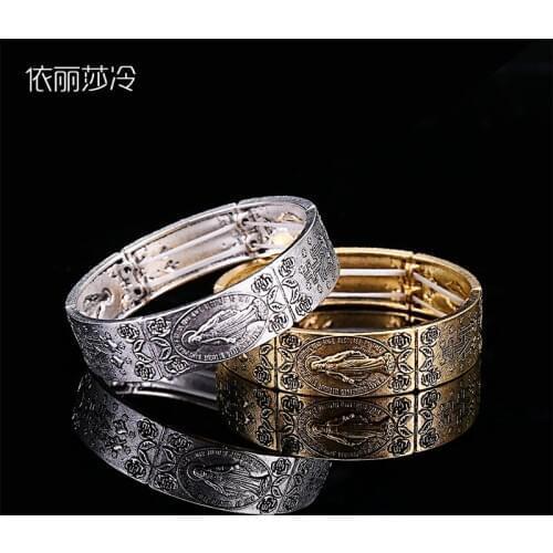 48 Pieces / Catholic Bracelet Lady Cross Virgin Mary Rose Bracelet and Bracelet Christian Bracelet