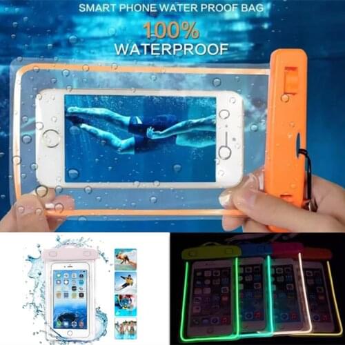 6Inch Luminous Floating Airbag Camping Hiking Swimming Bag Waterproof Mobile Phone Pouch Cell Case Swim Diving Surfing Beach