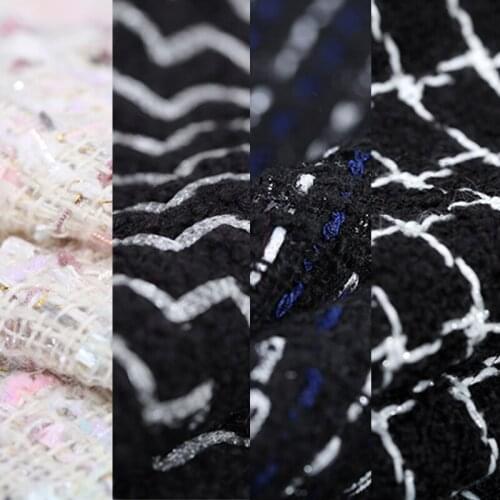 6 Patterns 145CM Wide 500-600G/M Weight Knitted Black Blue White Fabric for Autumn and Spring Overcoat Jacket E577