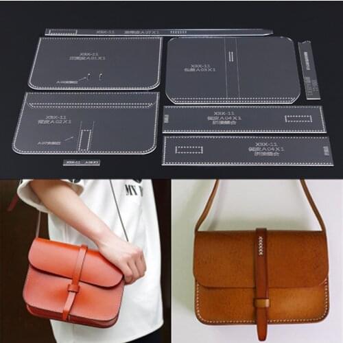 Acrylic Stencil 1set Laser cut Template Pattern for Handbag Shoulder Bag Leather Craft Pattern DIY Bag Sewing Pattern 21x16x5cm