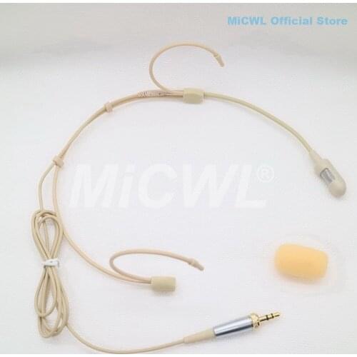 Authentic Portable Cardioid Headset Microphone for Sennheiser Beige Wireless Microphone System 3.5mm Stereo Lock MiCWL