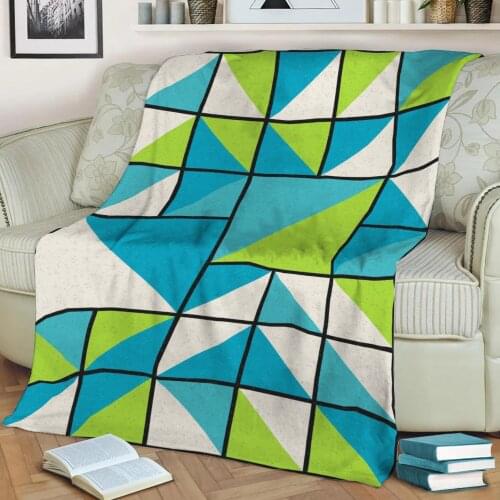 Abstract Geometric Pattern 3D Printed Velvet Plush Throw Fleece Blanket Bedspread Sherpa Blanket Home Decora