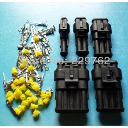 Free Shipping 15 sets 1/3/5 Pin/way HID Waterproof Electrical connector plug kits,3 in 1 male&female kits for car boat ect