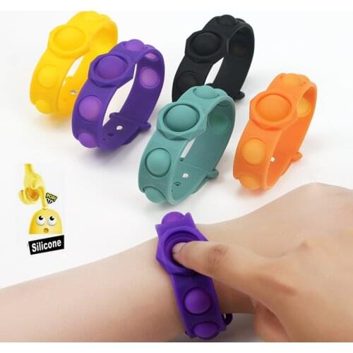Mini Fidget Toys Rainbow Silicone Wristband Hand Push Bubbles Bracelet for Adult Stress Reliever AntiStress Sensory Toy Gifts
