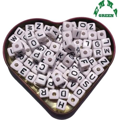 Beads for Jewelry Making Letter Beads 10mm 550pcs White Beads Separate Alphabet Beads Acrylic Beads Square Beads for Kids