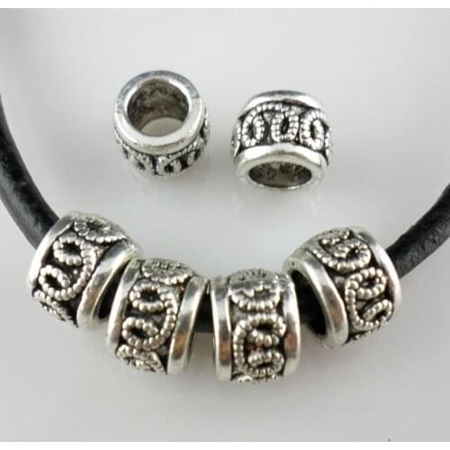 40pcs Tibetan Silver Hole 5mm Charm Loose Tube Spacer Beads 6x9mm Jewelry Findings