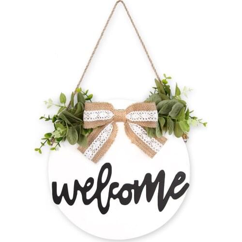 Retro Wooden Linen Lace Bow Welcome Card Wedding Birthday Party Decoration Card Vintage Room Decoration Accessories