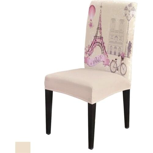 French Paris Tower Office Chair Cover Spandex Chair Cover Elastic Printing Home Hotel Wedding Dining Chair Covers