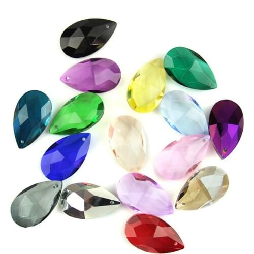 Hbl 10pcs 38mm Colored Crystal Teardrop Chandelier Parts Glass Prisms Spare Lighting Accessories for Wedding Tree Decoration
