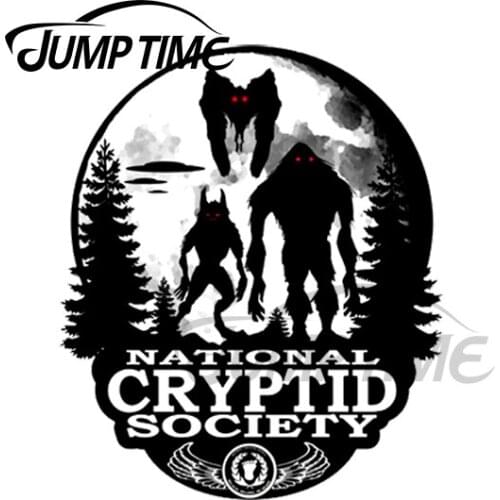 JumpTime 13 x 6cm Bigfoot Dogman Mothman UFOs National Cryptid Society Car Stickers Personality Decal Car Accessories Decor