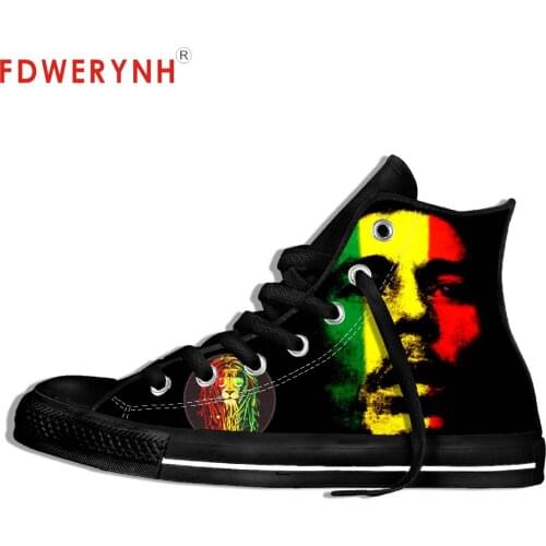 High Top Canvas Mens Casual Shoes Bob Marley Summer Big Logo Doodling Fashion Lightweight Breathable Shoes For Women Men