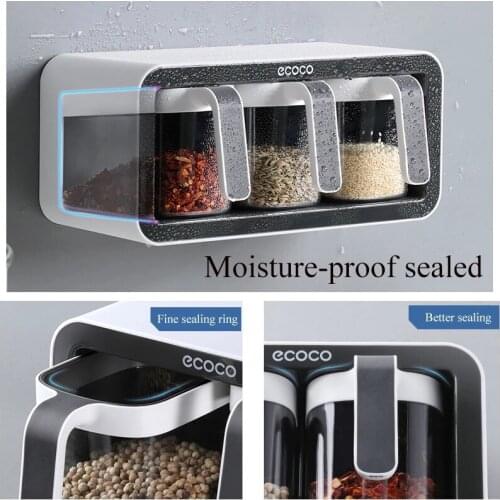 Spice Bottle Containers Seasoning Box Storage Box Spice Rack Organizer Punch-free Home Kitchen Rack For Canddy Salt Sugar Garlic