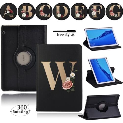 For Huawei MediaPad T3 10 9.6" 360 Degree Rotating Leather Tablet Cover for MediaPad T5 10 10.1" Automatic Wake Up and Sleep