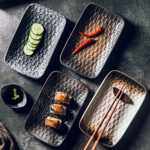 Creative rectangular sushi plate Japanese cuisine ceramic flat plate dishes large size shallow plate daily tableware