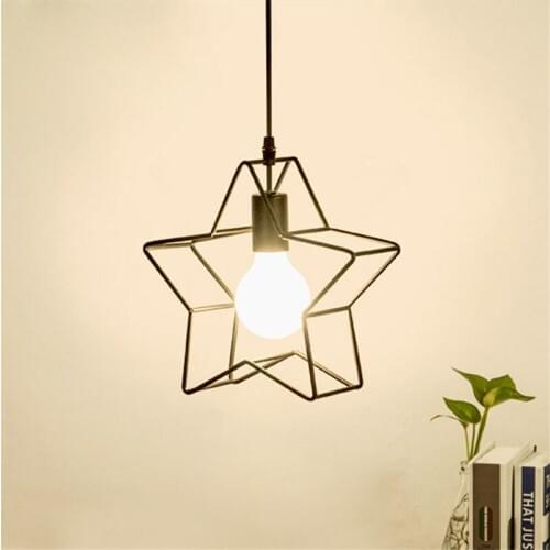Creative Star Pendant Lights Wrought Iron Nordic Hanglamp for Living Room Bedroom Dining Room Bar Pentagram Hanging Lights