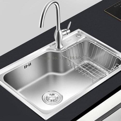 Kitchen Sink Single Bowl 304 Stainless Steel Sink Single Bowl Kitchen Sink Single Bowl Household Dishwashing Large Single Bowl