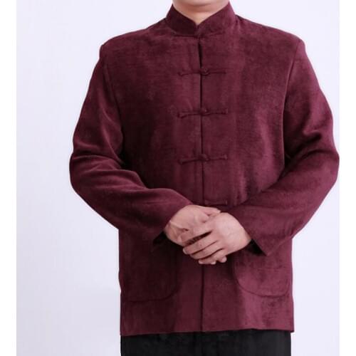 Middle-aged jacket men blazer plate buckle long sleeve jaqueta masculina coats mens Tang suit chinese style stand collar autumn