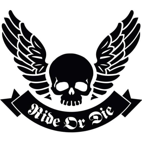 Hot Creative Ride or Die Skull Wings Ribbon Car Sticker Windshield Bumper Motorcycle Decal KK Vinyl Scratches Waterproof PVC