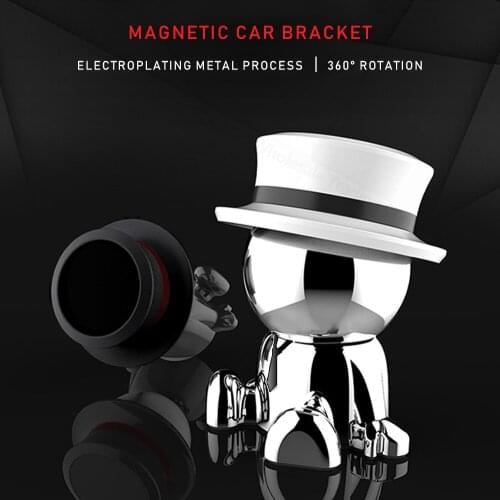Magnetic Car Phone Holder Aluminum Alloy Stand 360° Rotation Metal Car Holder Phone In Car Dashboard Magnet Phone Holdering Base