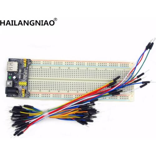 5set 3.3V/5V MB102 Breadboard power module+MB-102 830 points Solderless Prototype Bread board kit +65 Flexible jumper wire
