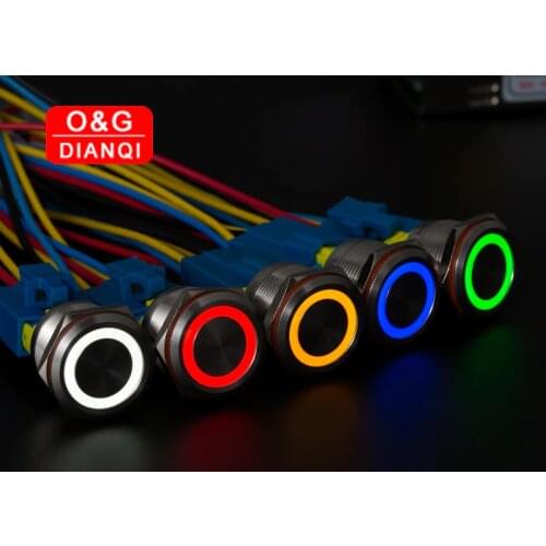 22mm Metal Push Button Switch Waterproof Push Button Red Led Self locking Momentary Push Switch For Computer Car