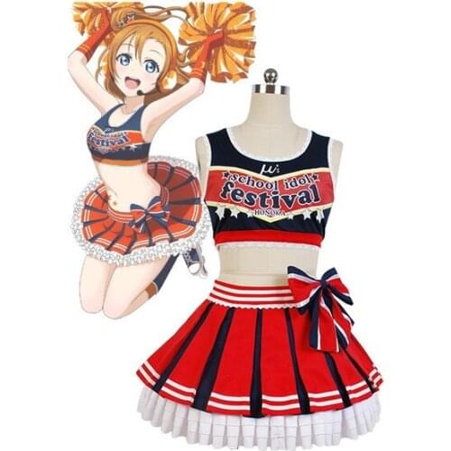 LoveLive! Love Live Honoka Kousaka Cheerleaders Cosplay Costumes For Women Dress Halloween Carnival Costume girl uniform dress