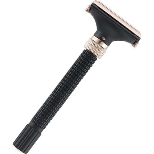 Men Shaving Adjustable Razor Double Edge Safety Razors Butterfly Open Brass Long Handle Manual Barber‘s Shaver