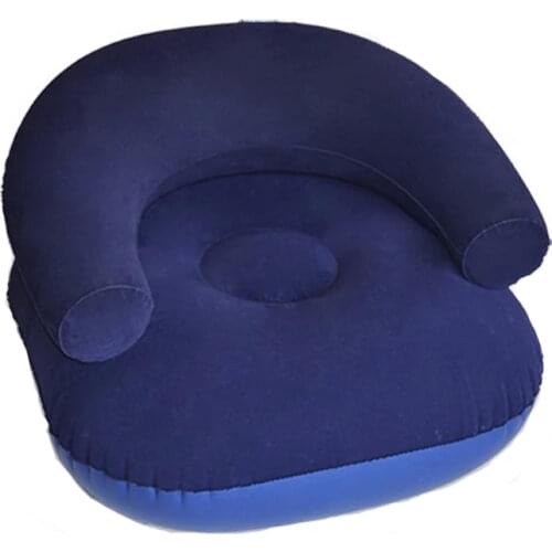 Inflatable Air Sofa Flocking Leisure Folding Chair Camping Picnic Chair Air Mattress Livingroom Armrest flocked Lounger PVC sofa