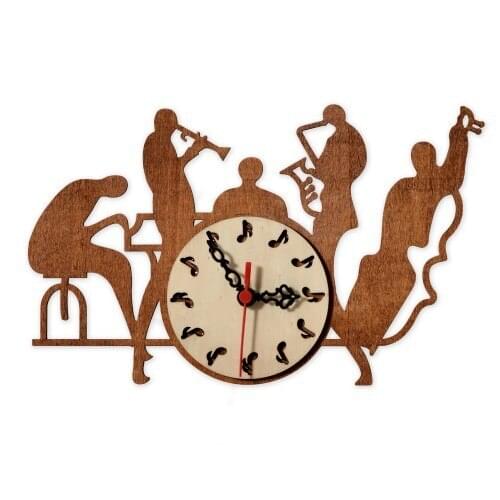 Original Design Wall Clock Gift for Wood Lovers Living Room Kitchen Decoration Jazz Lover Decoration Home Deco Cafe Decor