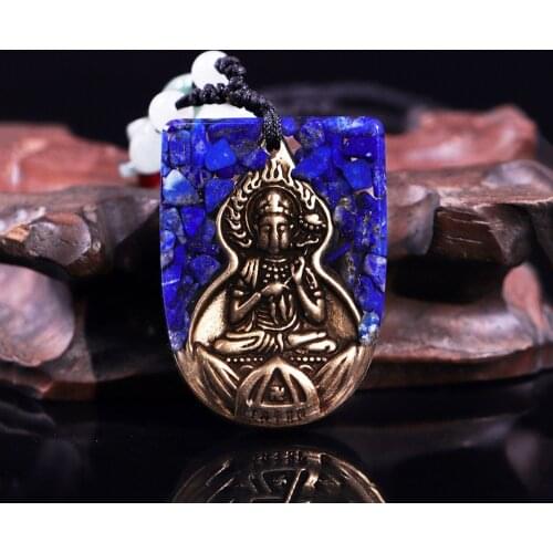 Natural Lapis Lazuli Orgonite Pendant Buddha Necklace With Adjustable Orgone Chakra Healing Crystals Gift Emf Protection