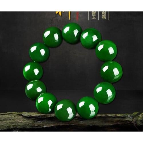 Xinjiang Hetian Jade Bracelet Mens and womens natural spinach Leng beads Hand string transport beads Road Tong Jasper Hand