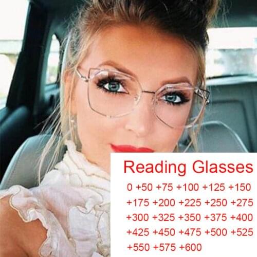 Clear Cat Eye Reading Glasses Unique Brand Designer Womens Spectacle Frames Magnifying Anti Blue Light Computer Glasses Fashion