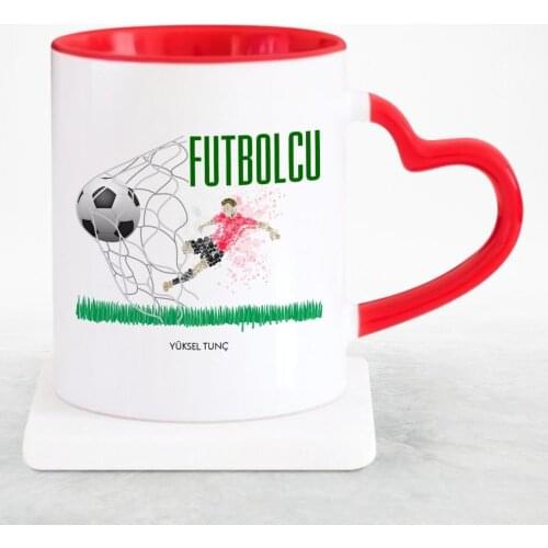 Personalized Professional Football Player Red Heart Mug Cup-2