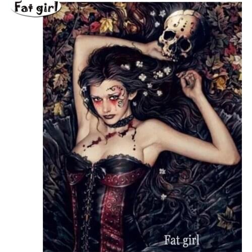 Full Square/Round The Vampire Woman 5D DIY Diamond Painting Cross Stitch Skull Mosaic Embroidery Northern Europe Handmade Gift