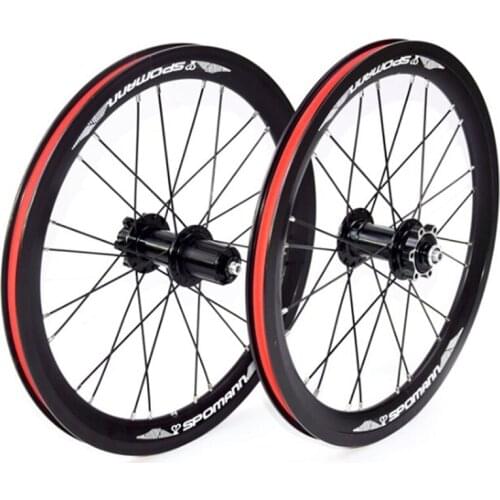 SPOMANN Folding Bike BMX Mountain Bike Wheelset 16-Inch/349 Wheel Disc Brake Six Nail Compatible V Brake