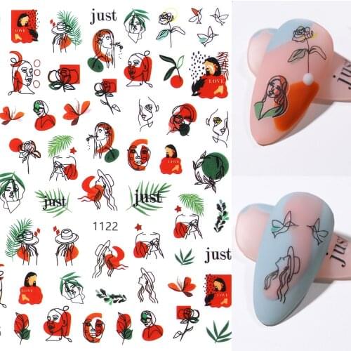 3d Nail Art Stickers Abstract Geometric Graffiti Leaf Decals Three-Dimensional Nail Art Sliders DIY Nail Art Decoration Stickers