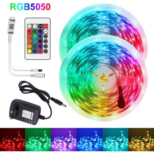 DC 12V Led Strip Lights Bluetooth RGB 5050 SMD Waterproof Tape Diode 5M 10M 15M 20M Remote Control rgb LED Strip EU/UK/US/AU