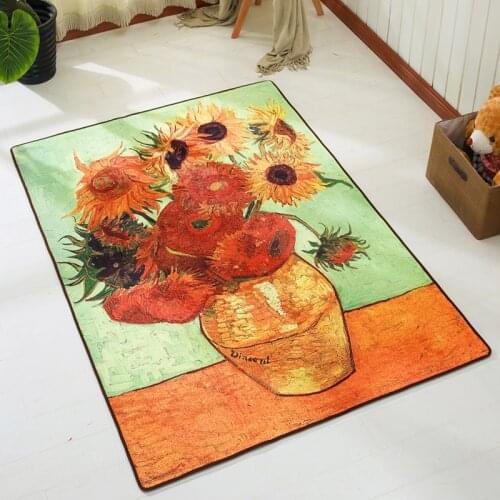 Van Gogh sunflower abstract art creative personality carpet modern living room sofa elegant bedroom mat rectangular rug