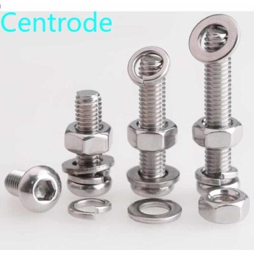 M2m2.5m3m4 stainless steel 304 disc head hexagon socket screw, bolt, nut, washer, spring washer, complete set 20Pcs