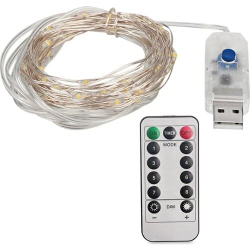 13key 8Modes LED String Light Waterproof Copper Wire Fairy Light Micro USB Battery Wedding Xmas Christmas Holiday Party Decor