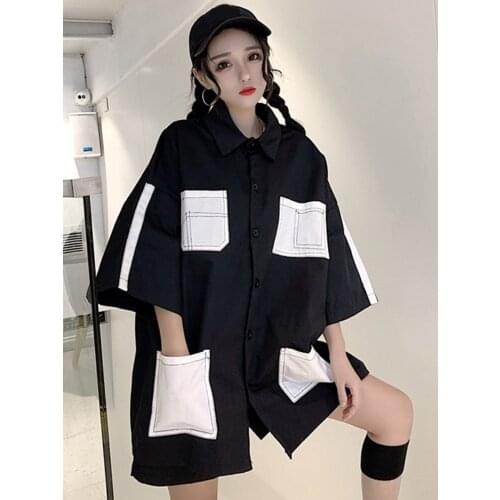 Women Shirts 2021 Chic Ladies Streetwear Loose Shirt Female Outfit Girls Tops Long Hiphop Oversize Bf