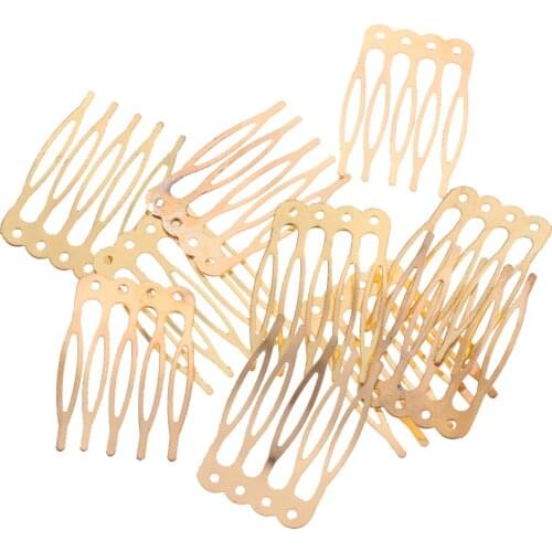Lot 10pcs 5/10 Teeth Metal Blank DIY Silver Gold Bronze Hair Comb Clip Craft