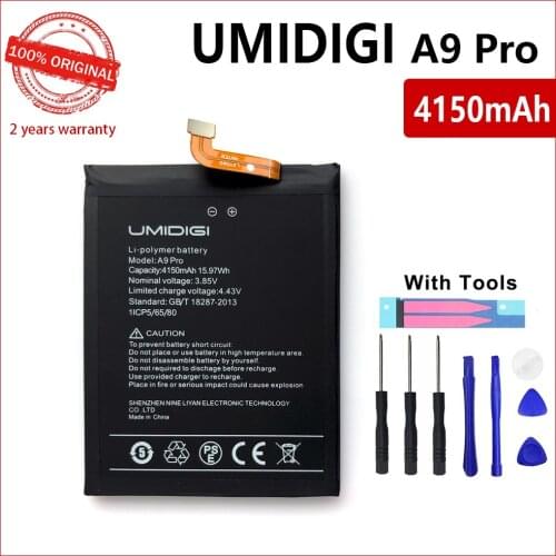 100% Genuine Original for UMI Umidigi A9 Pro Battery 4150mAh 100% New Replacement Parts Phone Accessory Accumulators With Tools